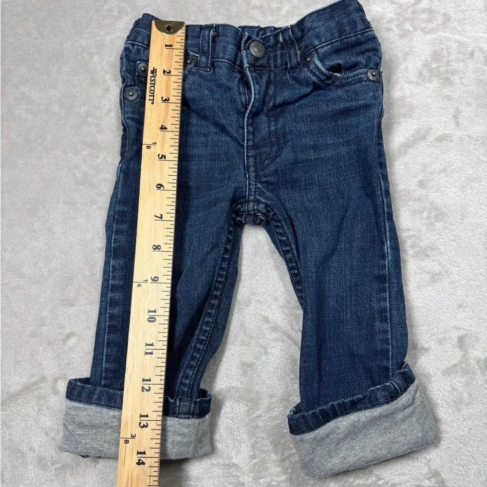 Levi’s Dark Blue Wash Rolled Grey Cuffs Cotton Blend Stretch Jeans Size 12M